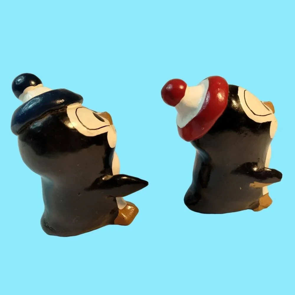 Penguin Figurines Punta Arenas Chile Souvenir VTG Shabby Distressed Lot 2